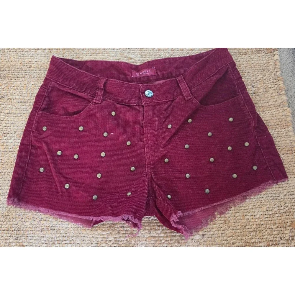 VTG 80s John Roberts Hawaiian Top GUESS Corduroy Stud Shorts 27 Festival Outfit